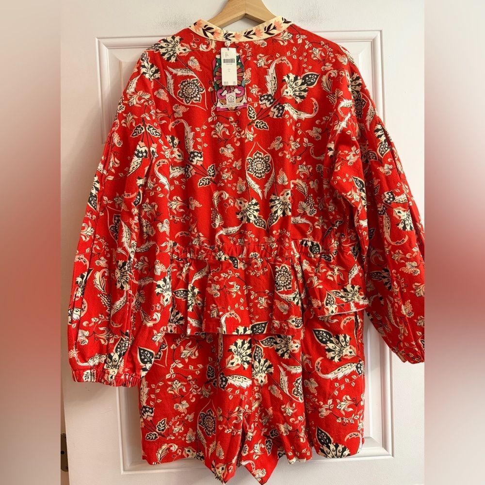 Farm Rio x Anthropologie Long-Sleeve Printed Romper NWT Size L - Picture 3 of 16